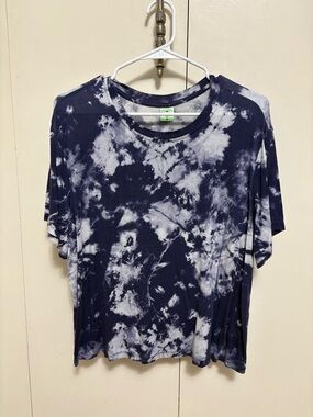 Honeydew Tie Dye Top Blue White Short Sleeve Soft Lounge Woman Medium
